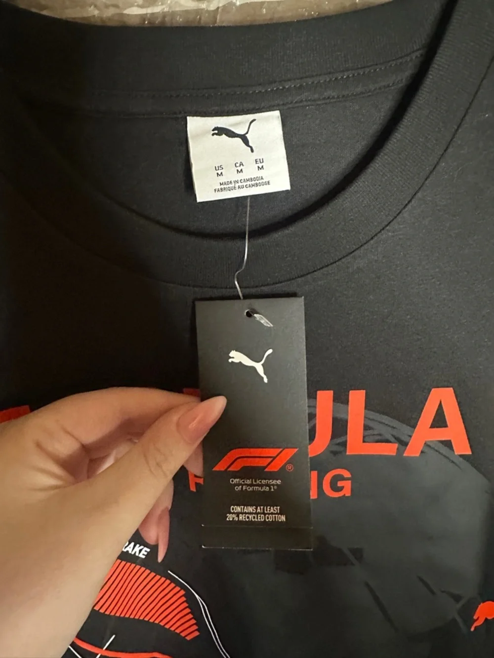 NWT Puma Formula 1 Racing Men's Black Graphic Tee Size Medium